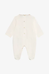 Milk White Romper and Hat Set with Floral Print