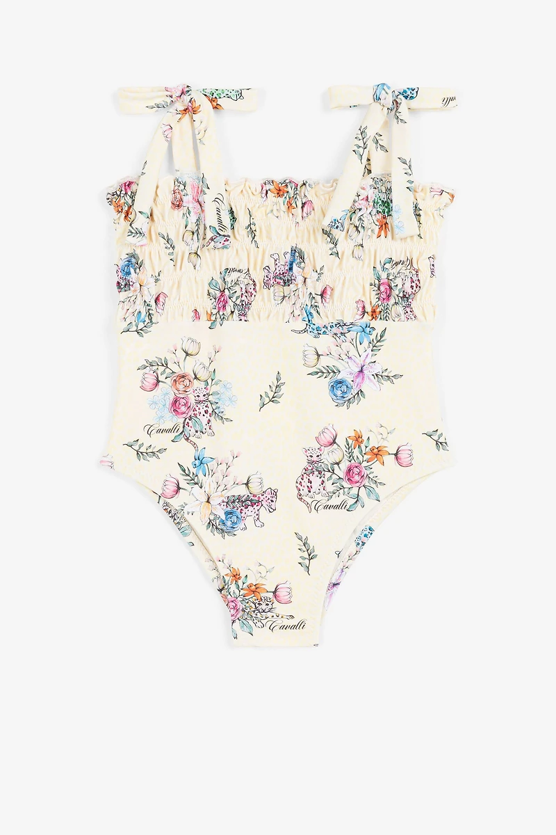 Jaguar And Flower-Print Swimsuit