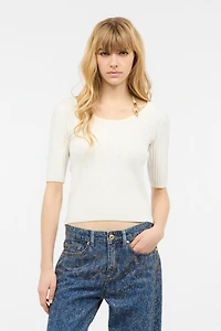 Three-Quarter-Sleeve Crop Top