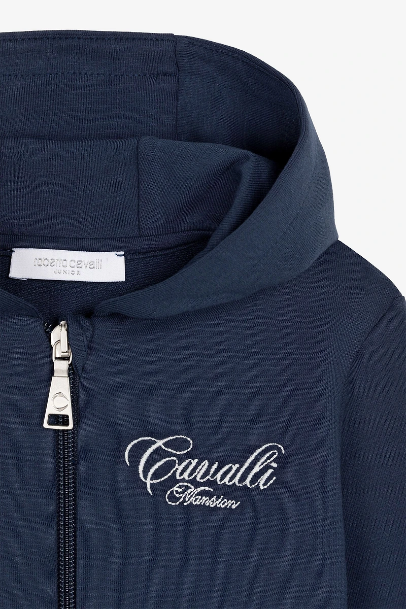 Logo-embroidered zipped hoodie