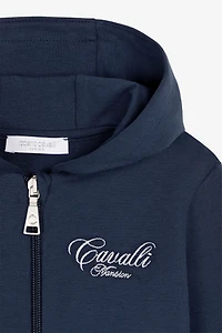 Logo-embroidered zipped hoodie