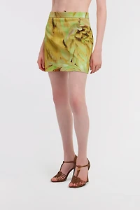 Plumage Print Mini Skirt