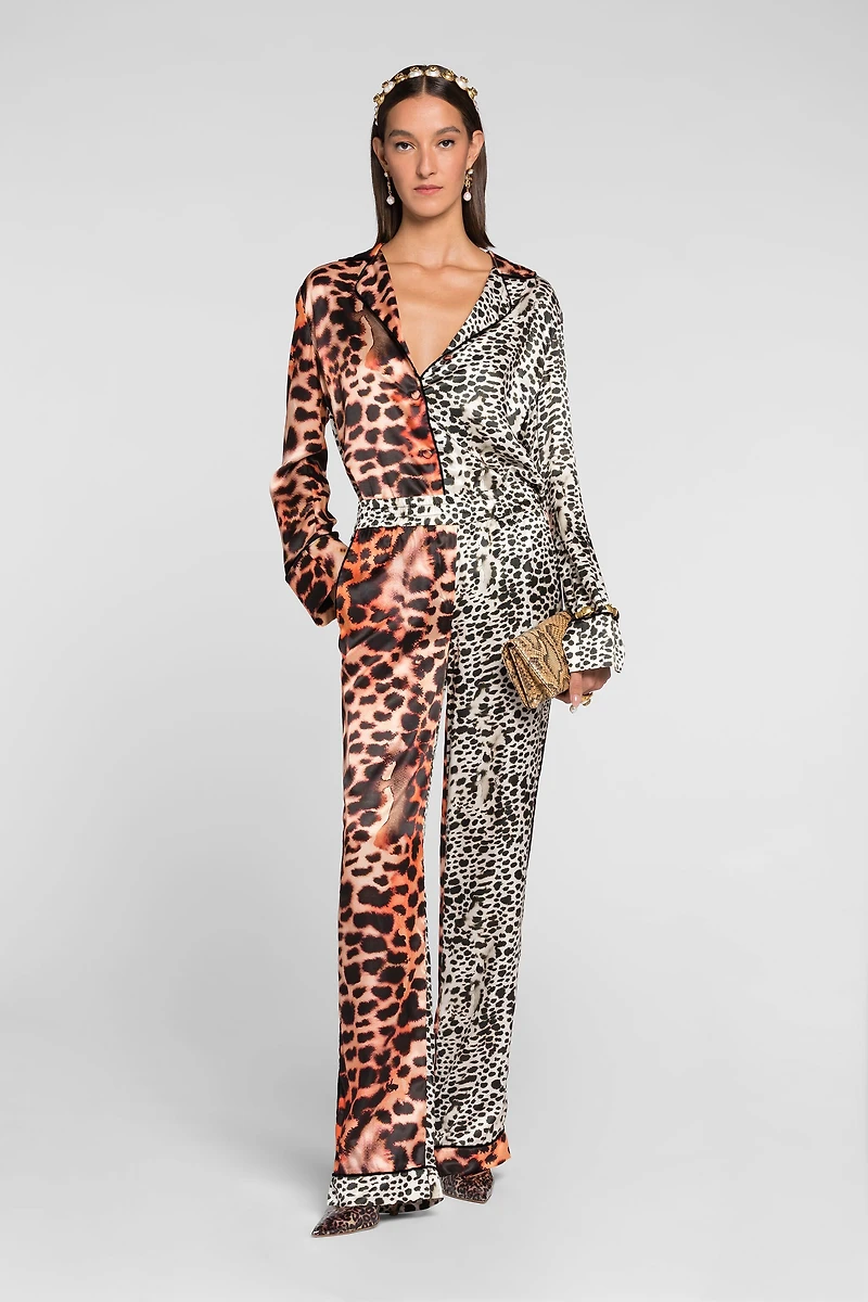 Murena Print Silk Blend Trousers