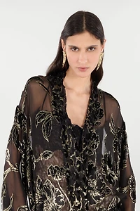 See-Through Robe With Floral Pattern