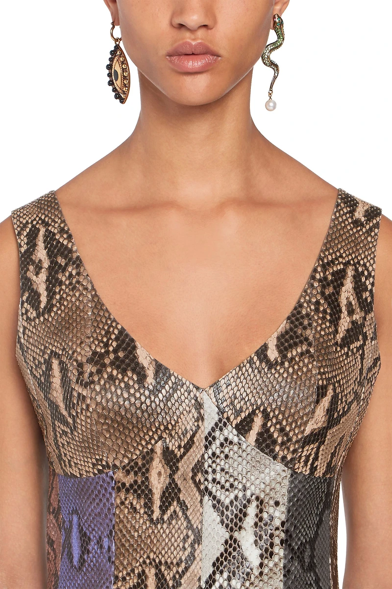 Multicolour python and leather dress