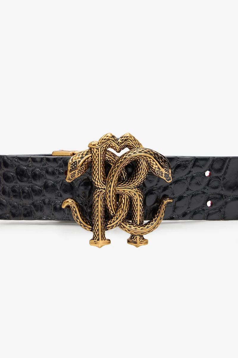 Reversible Belt With Mirror Snake Monogram