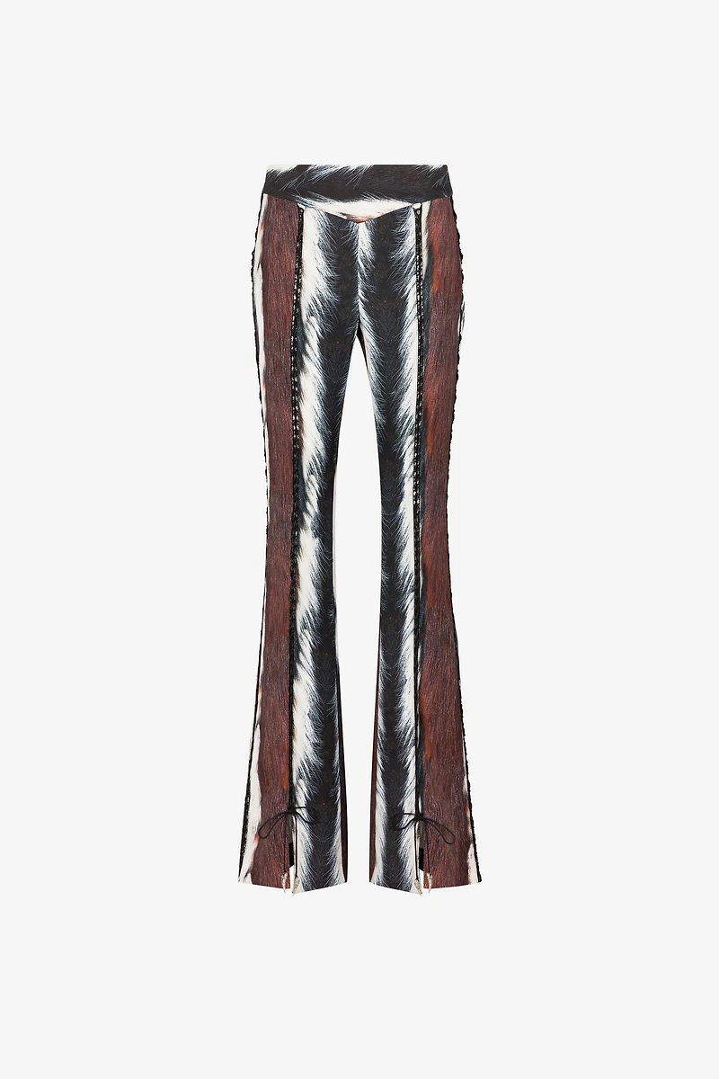 Animal-Print Lace-Up Trousers