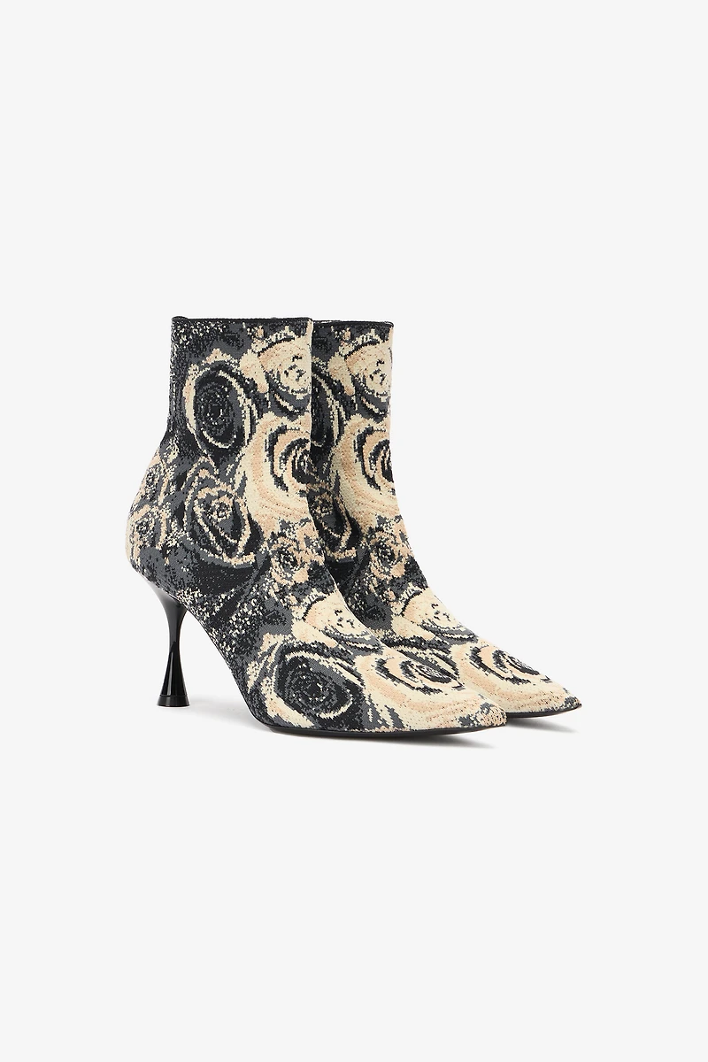 Ankle Boots With Rose Inlay