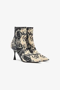 Ankle Boots With Rose Inlay