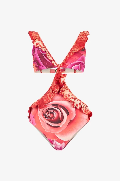 Garden Rose And Cheetah Skin Trikini