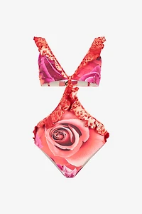 Garden Rose And Cheetah Skin Trikini