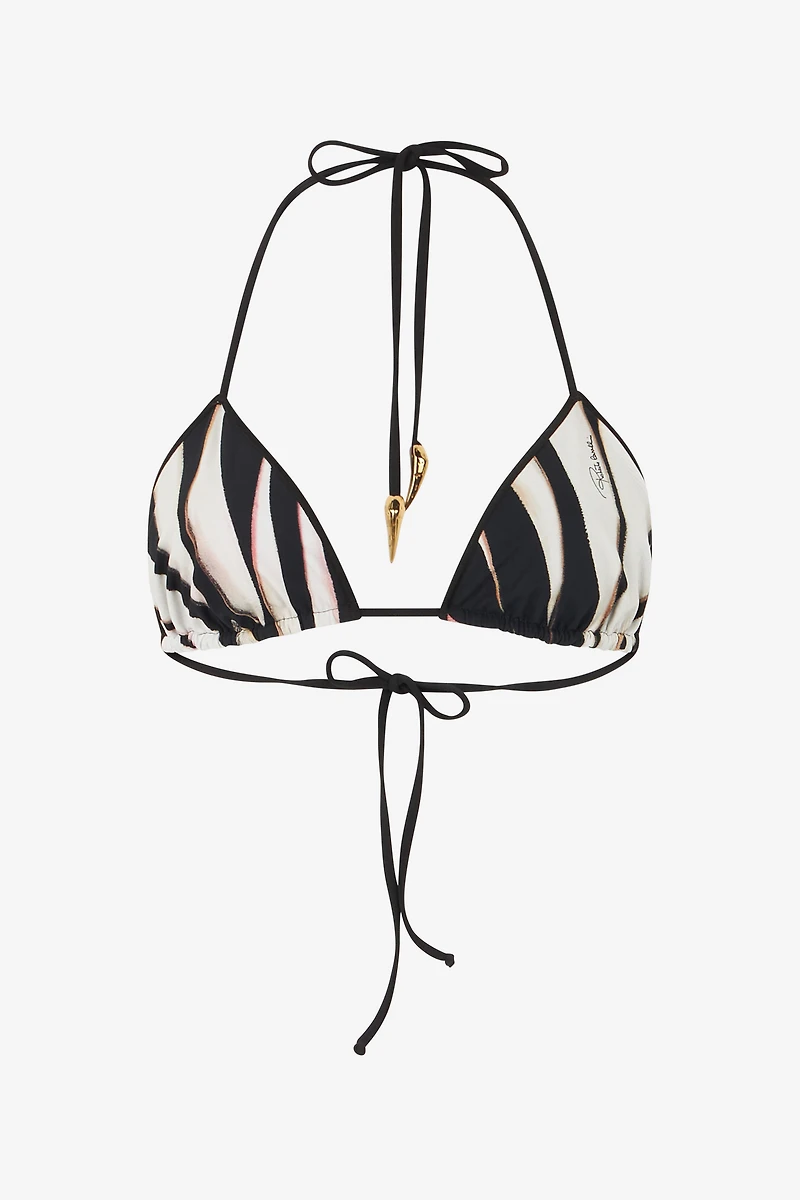 Bikini Top With Ray Of Pink Print