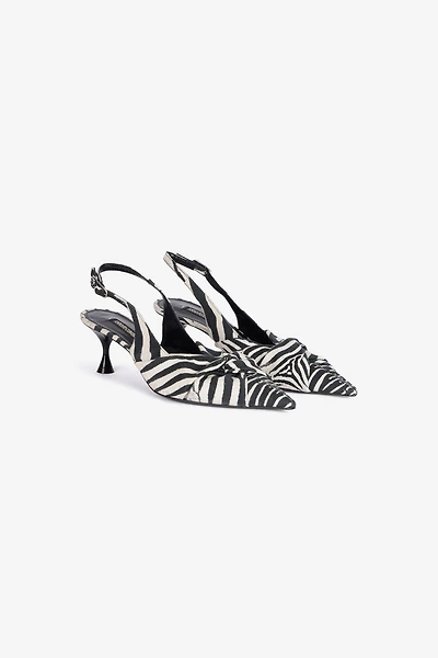 Zebra Print Slingbacks With Knotted Detail