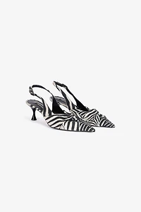 Zebra Print Slingbacks With Knotted Detail