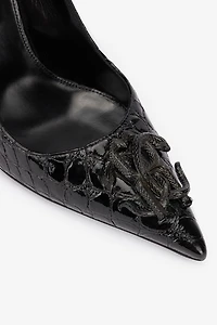 Crocodile-Print Leather Pumps