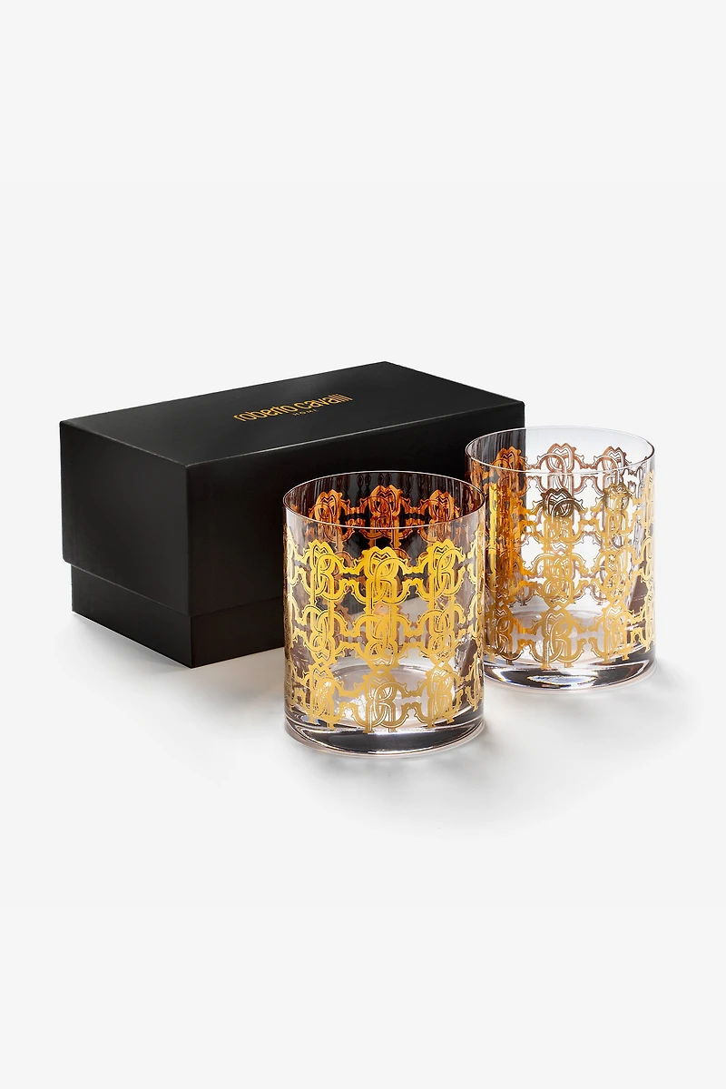 Monogram Allover Gold 2 Glasses Set