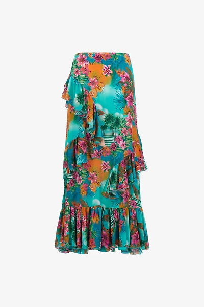 Hawaii Print Long Skirt