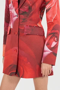 Long Blazer With Rose Print