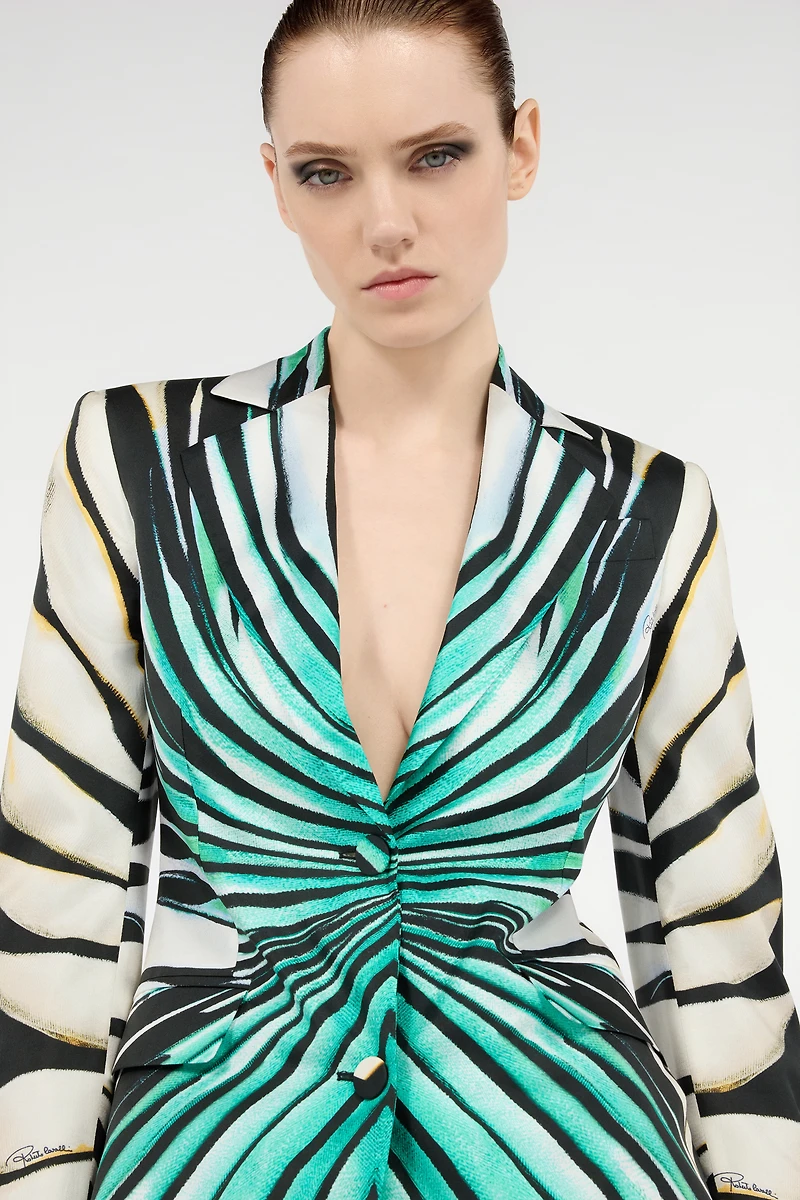 Ray Of Sea Print Silk Jacket