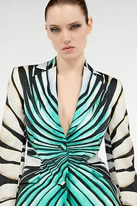 Ray Of Sea Print Silk Jacket