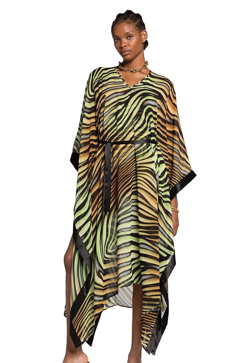 Zebra-Print Kaftan Dress