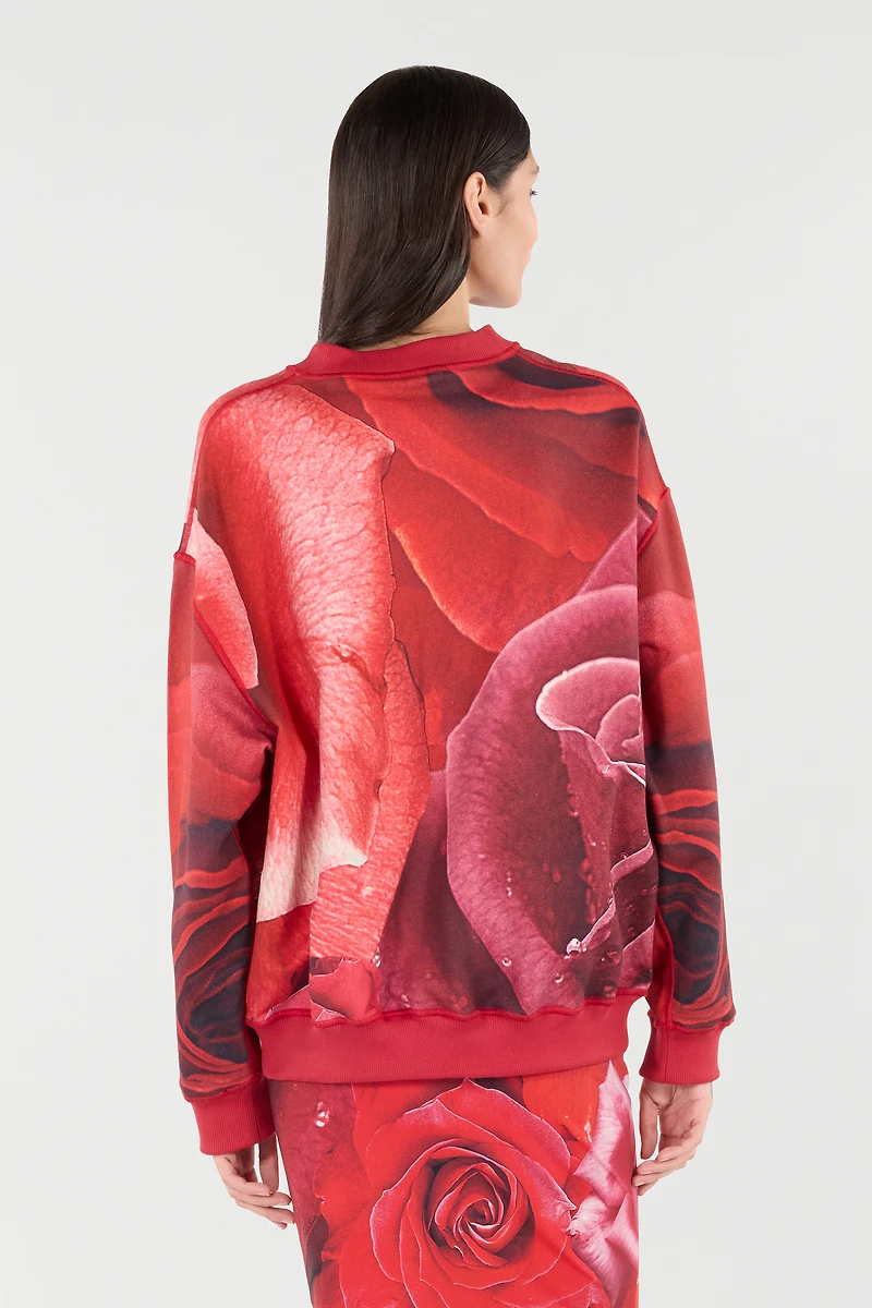 Sweatshirt With Maxi-Rose Print