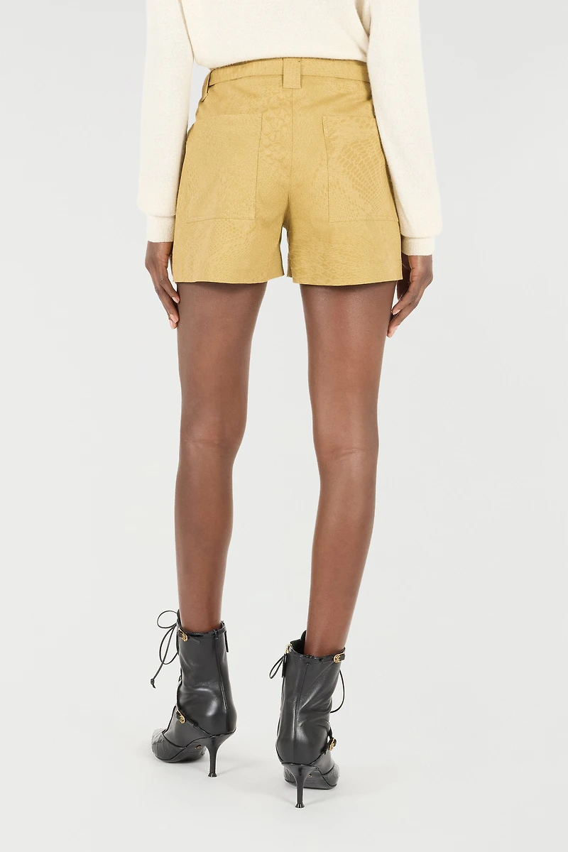 Belted Shorts With Python Print