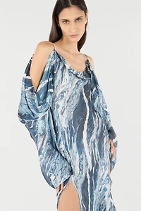 Marble-Print Flowing Dress