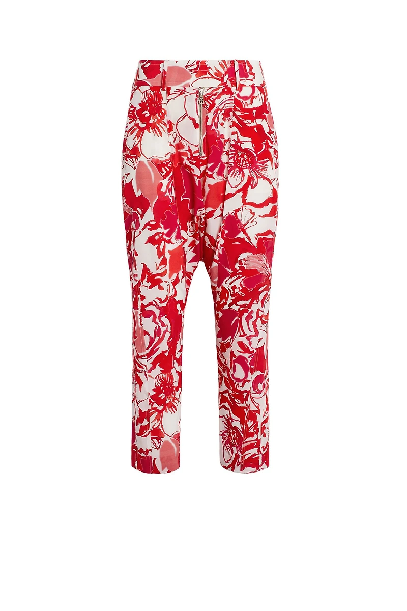 Hydrangea print cropped trousers