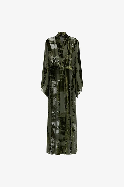 Dressing gown with devorè effect