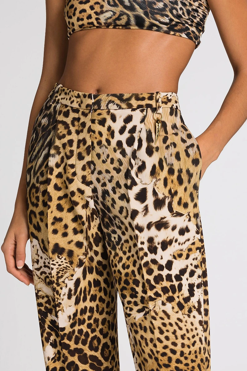 Leopard-print cropped trousers