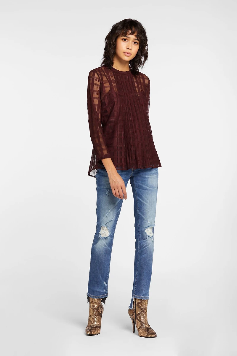 Just Cavalli Check-Jacquard Pleated Top