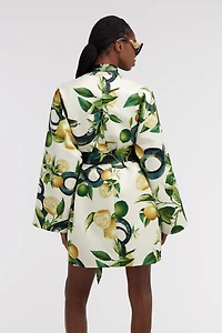 Lemon print belted coat