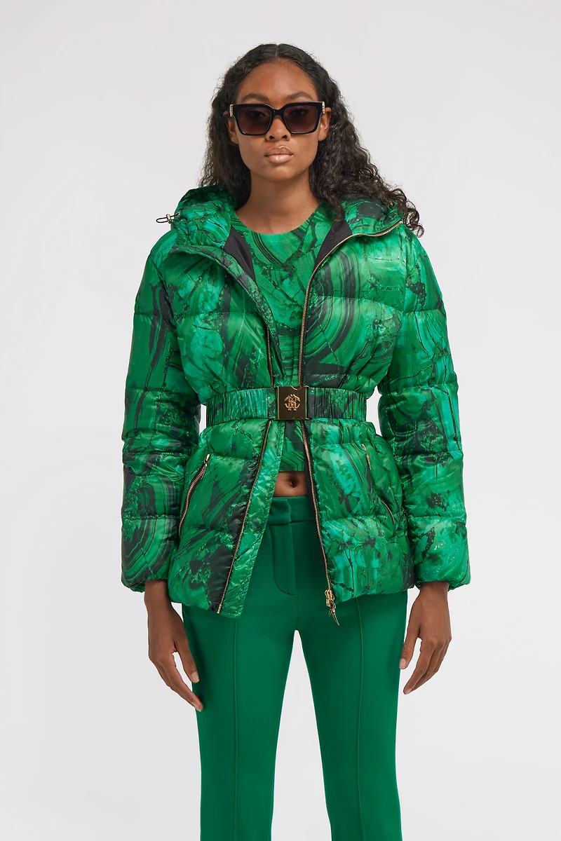 Malachite Print Puffer Jacket