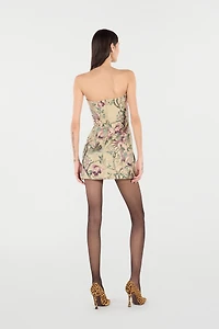 Mini Dress With Oriental Bird Print