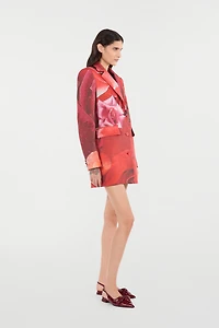 Long Blazer With Rose Print
