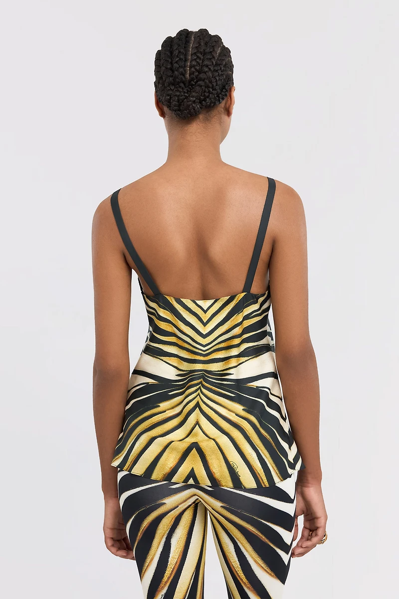 Ray Of Gold Print Silk Top