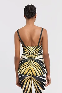 Ray Of Gold Print Silk Top