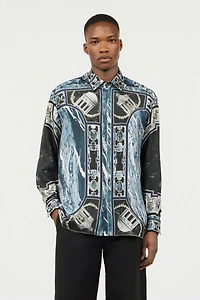 Shirt With Marble Print And Embellishments