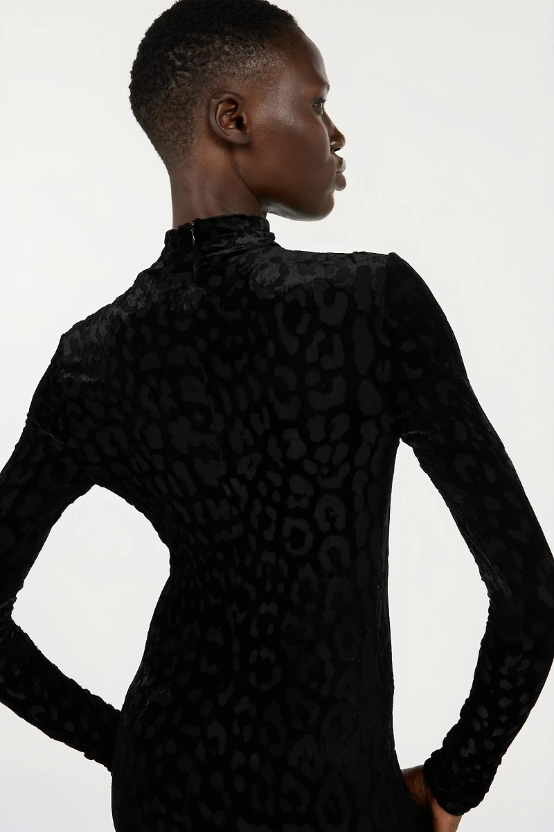Long Black Dress With Jaguar Skin Pattern