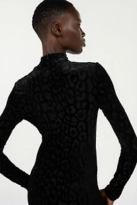 Long Black Dress With Jaguar Skin Pattern