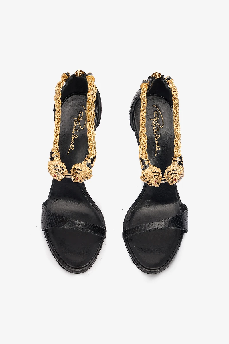 Leather Sandals With Tiger Heads