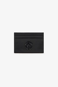 Black Leather Card Case With Monogram RC