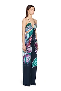 Exotic Flora print silk jumpsuit