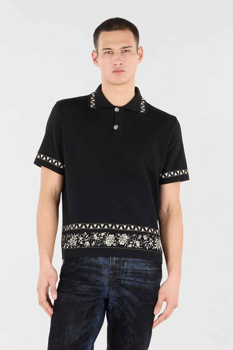 Knitted Polo Shirt With Jacquard Pattern