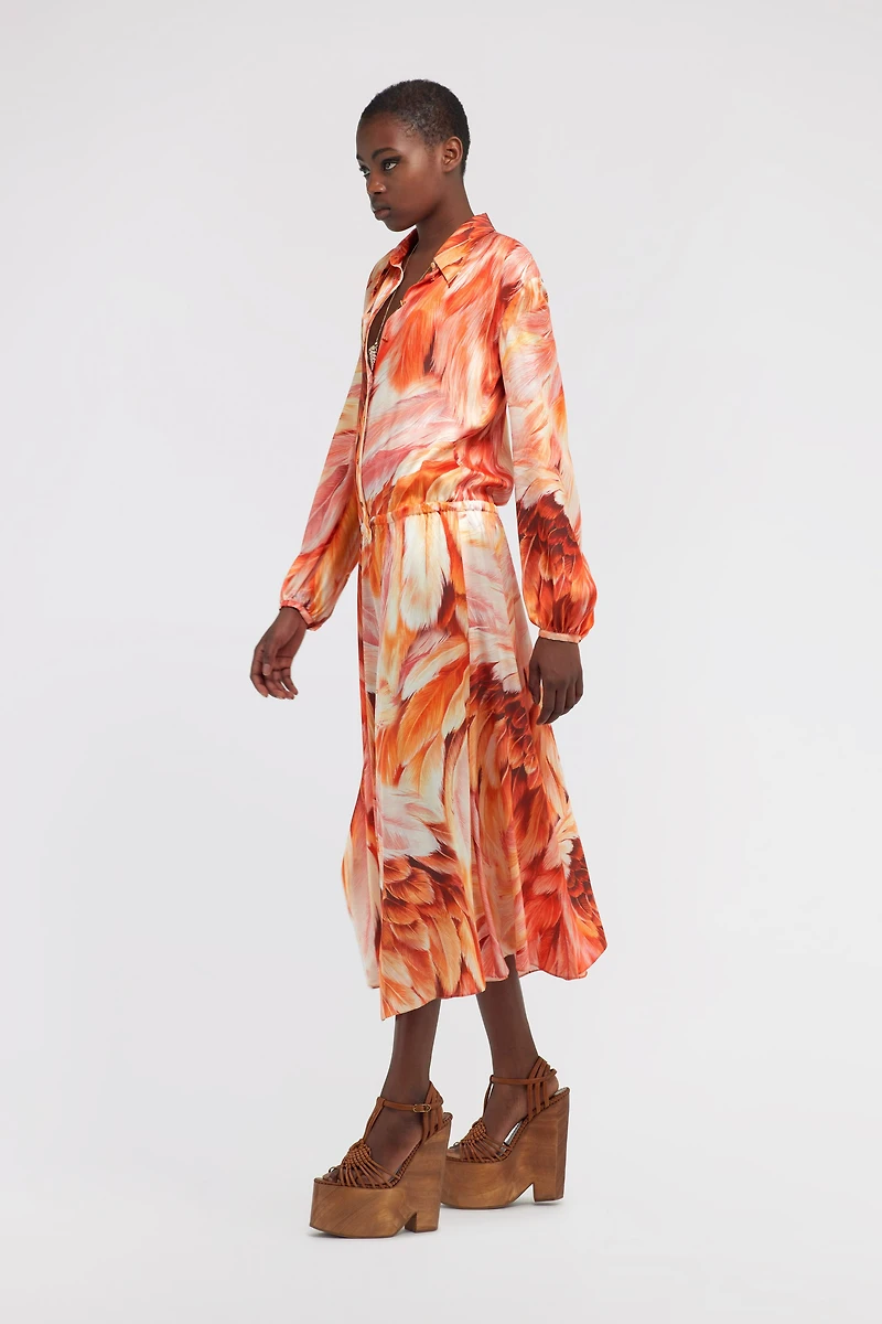 Long dress Plumage print