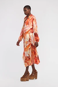 Long dress Plumage print