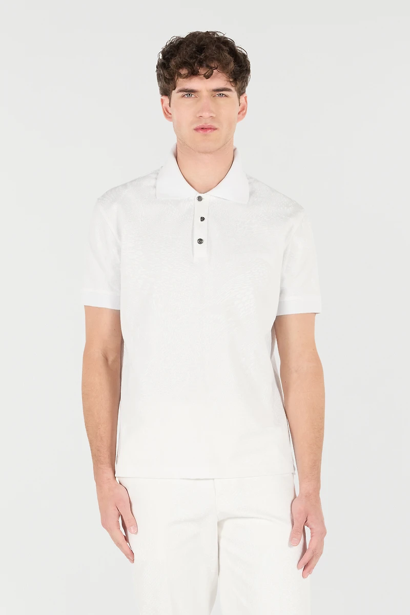 Snake Scale-Print Polo