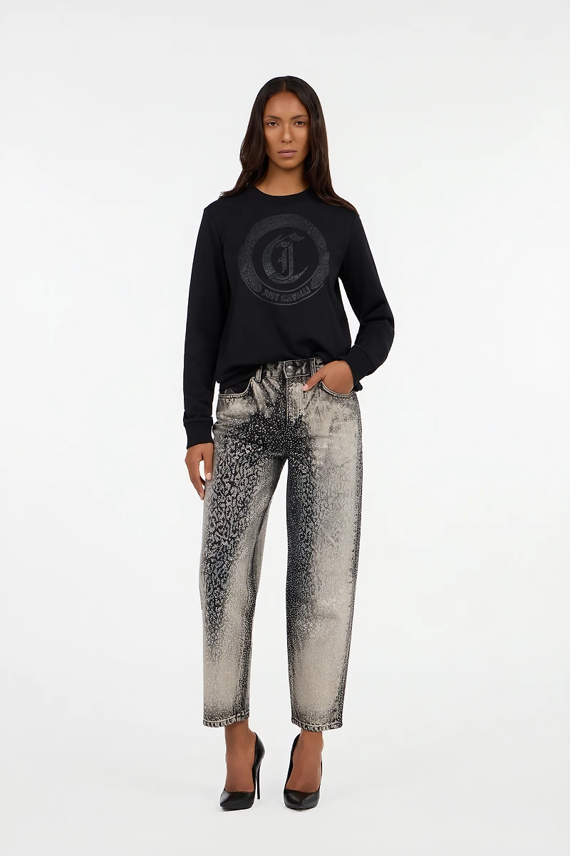 Cotton sweatshirt with jewel logo