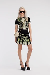 Lemon print knit skirt